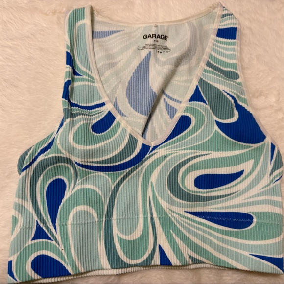 Garage Blue and White Patterned Top - Picture 1 of 2